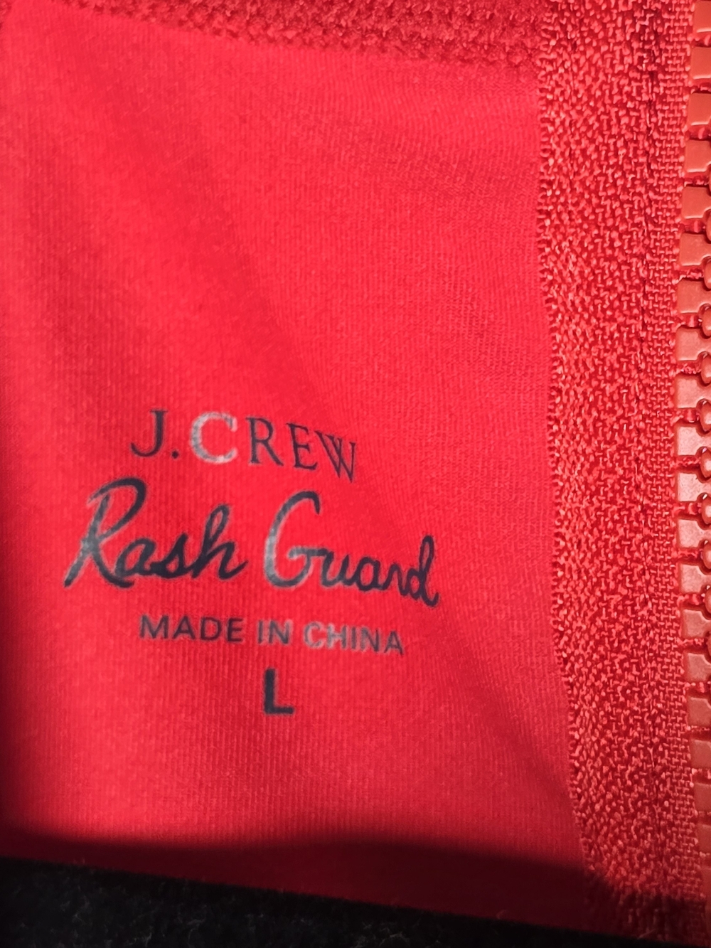 J. Crew Red Long-Sleeve Rashguard Ruched Side Drawstring Pompom Top Beach Sz L - Picture 4 of 8